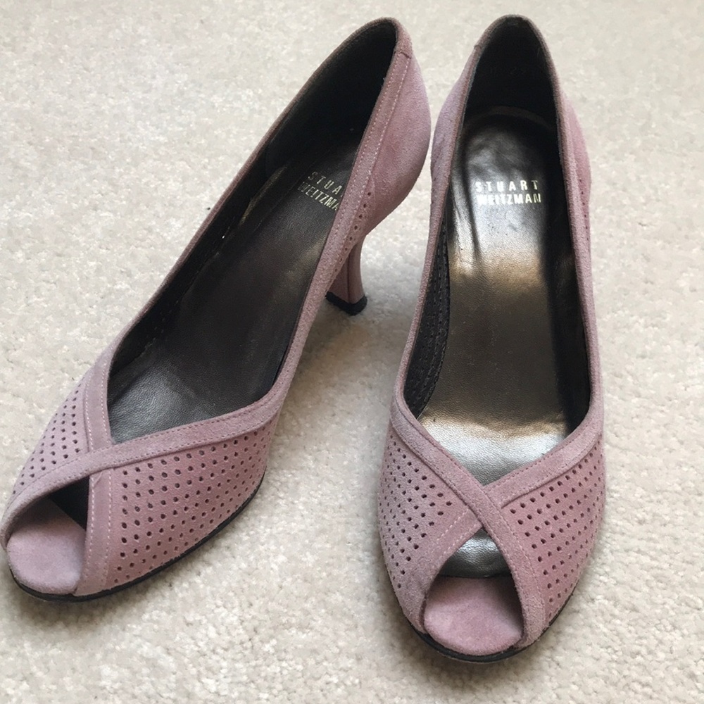 Stuart Weitzman pink suede heels